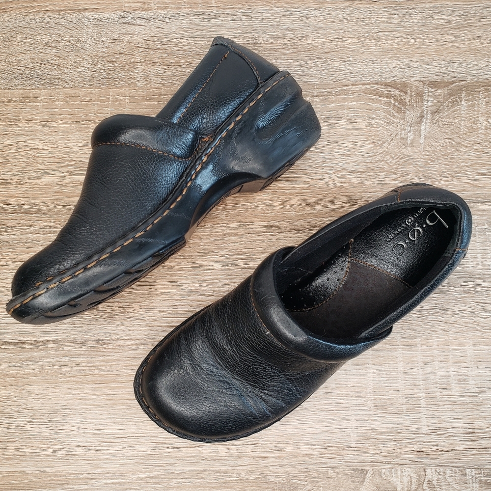 BOC BORN Penny Black Leather Clog Slip On Shoe 40